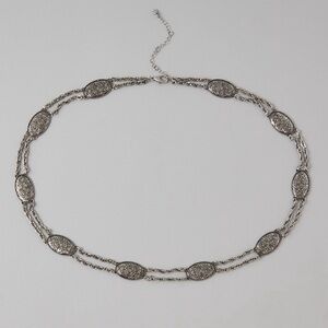 American Eagle Silver Floral Embellished Concho Chain Belt